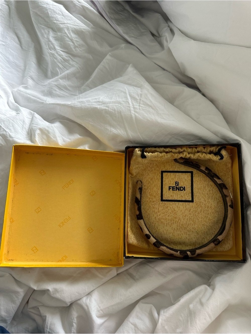 Fendi Vintage Cerchietto Leopard Calf Hair Headband w/ Box & Dustbag